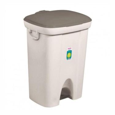 Imagem de Lixeira Com Pedal Plástico 72 Litros Bege Sanremo
