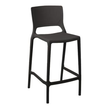 Imagem de Banqueta Alta Cozinha Grafite Empilhável Urano em Polipropileno Acrily