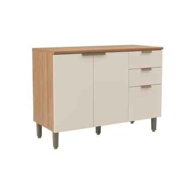 Imagem de Gabinete De Cozinha Modulado C- Tampo Selena C- 3 Porta E 2 Gavetas 120cm Jequitiba-off...