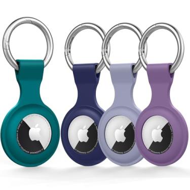 Imagem de Pacote com 4 capas para AirTag, com chaveiro, porta-chaves de silicone macio, corrente para Apple Air Tag, GPS, localizadores de itens, acessórios, para mochila, bagagens, animais de estimação (4