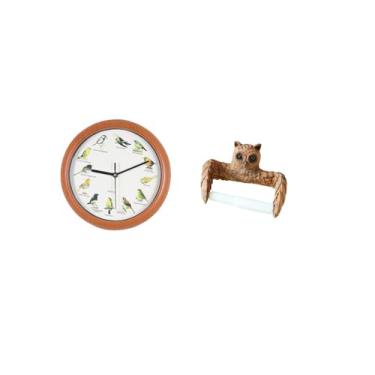 Imagem de Fenteer Relógio de Parede com Pássaro Canoro, Relógios de Parede Decorativos para Cozinha, Decoração de Casa, Criativa, Suporte para Papel Higiênico, P