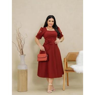 Imagem de Vestido Midi Soltinho Elegante de Festa Formatura Convidada Social Eva