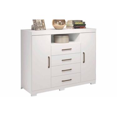 Imagem de Cômoda Solteiro Master C/ 2 Portas 1 Nicho E 4 Gavetas Branco - Santos Andirá