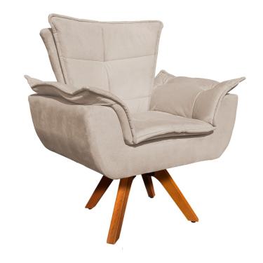 Imagem de Poltrona Sala de Estar Giratória MM30 Opala Suede Bege D03 - D'Rossi