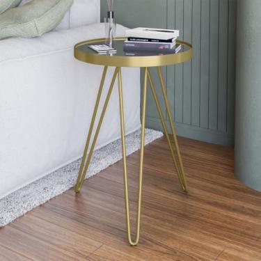 Imagem de Mesa Lateral Tripé Estilo Industrial Com Espelho (DOURADO)