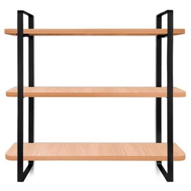 Imagem de Estante Suspensa, Prateleira Estante de Parede Tripla Hone Modelo Industrial(60x16x19,5cm)(Preta/Jade)