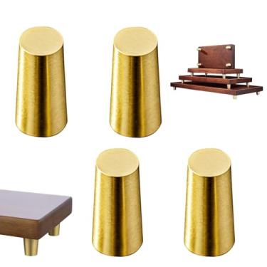 Imagem de QYvtsor 4 peças de pés de tábua de corte de madeira de latão, com parafusos e arruelas – para utensílios de cozinha, caixas de joias, bandejas de nogueira e vários móveis, 30 mm/1,18 pol