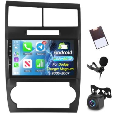 Imagem de [4 + 64 G] Rádio veicular NHOPEEW para Dodge Charger Magnum 2005-2007 – Carplay sem fio e Android Auto – tela sensível ao toque de 22,5 cm, estéreo para carro Android – EQ Audio/WiFi/GPS/SWC/Bluetooth