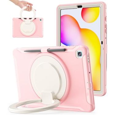 Imagem de BATYUE Capa para Samsung Galaxy Tab S6 Lite 10,4 polegadas 2024/2022/2020 (SM-P610/P613/P615/P619/P620/P625/P627), capa protetora robusta com suporte, para crianças, meninos, meninas, rosa alegre