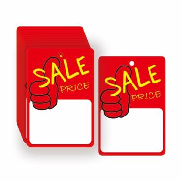 Imagem de Pacote com 100 etiquetas de preço de venda, etiquetas de varejo de 5 x 7 cm, cartolina de placas de loja comercial de preço e vendas
