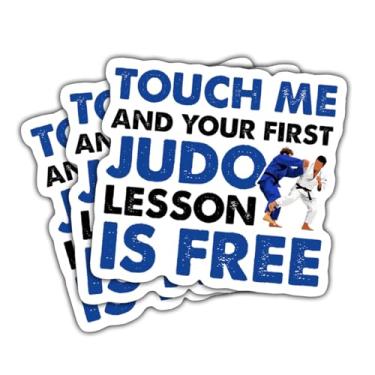 Imagem de 3 peças Touch Me and Your First Judo Lesson is Free adesivo, decalque de vinil engraçado de artes marciais para judoca, adolescentes, adultos, laptop, garrafa de água, carro, scrapbook, caderno