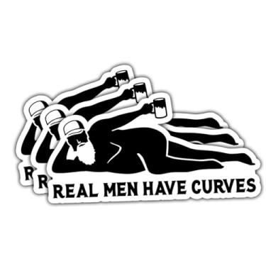 Imagem de Adesivo engraçado de cerveja com 3 peças de verdade Men Have Curves Humorístico Dad BOD Decalque de vinil para homens amantes de bebidas bar geladeira laptop carro caminhão cooler caixa de ferramentas