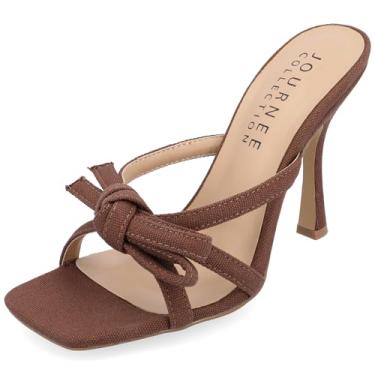 Imagem de Journee Collection Womens Cilicia Slip On Multi Strap Open Toe Pumps Brown 9 Medium Womens US