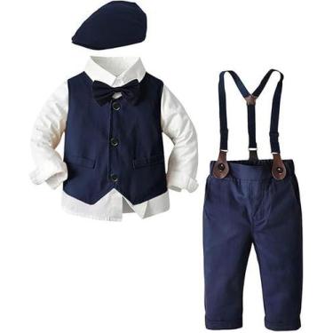 Imagem de Conjunto de roupas para meninos SANGTREE: camisa social, colete, calça