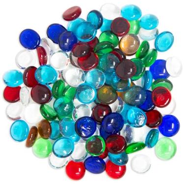 Imagem de Galashield Mármores de vidro plano para vasos, várias misturas de vidro, pedras preciosas, pedras, enchimento de vaso (0,5 kg, aprox. 105 peças)