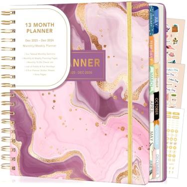 Imagem de CAGIE Agenda 2026 semanal e mensal - dezembro de 2025-dezembro de 2026 com abas de 13 meses, planejadores de capa dura com adesivos, agenda anual feminina