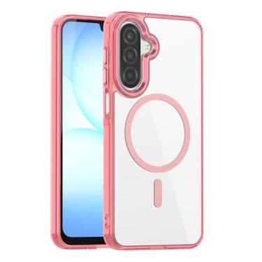 Imagem de Lunivop Capa rígida para Samsung Galaxy A17 5G [compatível com Magsafe] Capa magnética resistente a amarelamento transparente para A 17 17 17.0 cm 2025 Rugged Best Phone Cases Rosa