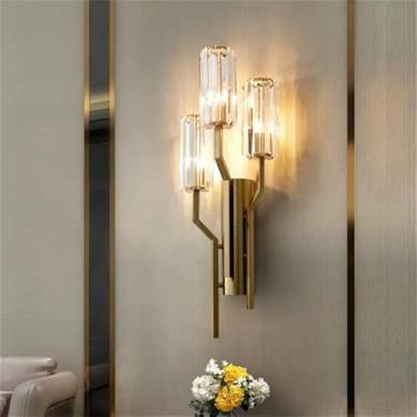 Imagem de Luminária de parede moderna e luxuosa em cristal com LED, estilo arte, para sala de estar, quarto, cabeceira, casa de campo, hotel, escritório, escada e corredor (Estilo 7, altura 22 x profu