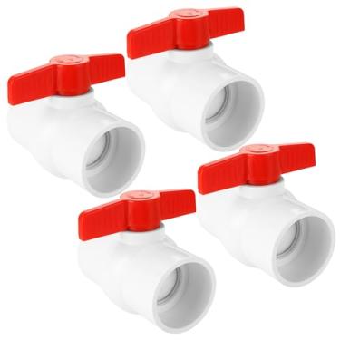 Imagem de 4 peças de válvula de esfera de PVC de 6 cm, válvula de PVC deslizante com alça em T de fácil rotação, soquete de válvula de esfera de PVC de desligamento para tubo de água, piscina, sistema de