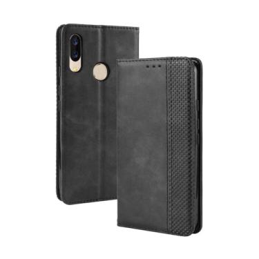 Imagem de Capa para Umi UMIDIGI Power,Retro Flip magnético,Caso de telefone de couro PU,Design de carteira com 3 slots de cartão e 1 clipe de dinheiro -Black