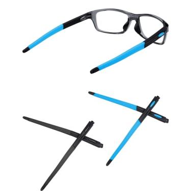 Imagem de MYCOURAG 2 pares de hastes de substituição compatíveis com óculos Oakley Crosslink Pitch Series - preto e azul celeste