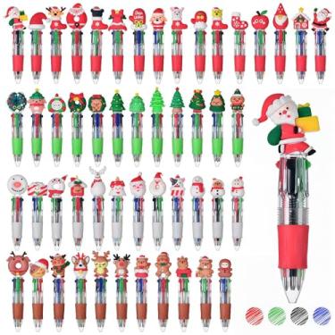 Imagem de Oneshow Pacote com 30 canetas de festa de Natal, mini canetas de 4 cores para prêmios de sala de aula, canetas esferográficas multicoloridas para aniversários e festas, presentes em massa com