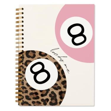 Imagem de WXHUM Caderno de presente moderno rosa chita preppy para mulheres adolescentes meninas material escolar, divertido Y2K Cheetah Pink Lucky 8 Ball Cadernos estéticos diários para trabalho, escola