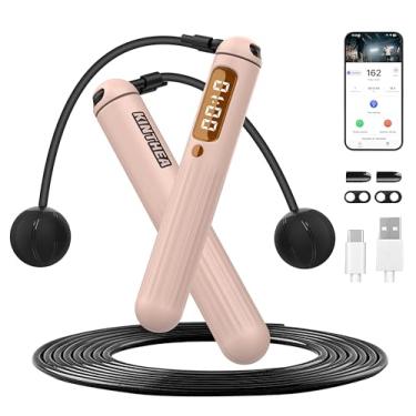 Imagem de KINTHEA Corda de pular inteligente 2 em 1, controle de aplicativo e registro de dados, corda de pular sem fio com contador para mulheres, homens, todas as idades, corda de pular ajustável para