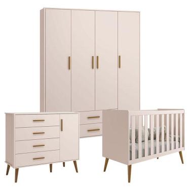 Imagem de Quarto De Bebê Isis 4 Portas Rosa Acetinado - Reller