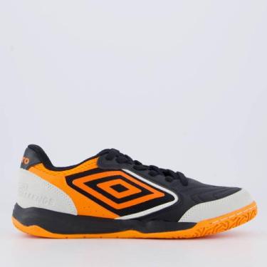 Imagem de Chuteira Umbro Pro Challenge Uptake Futsal Preta e Laranja, 41
