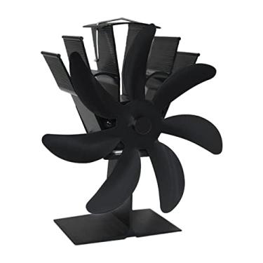 Imagem de Ioensy Ventilador de Lareira de 7 Lâminas, Fogão a Lenha, Lenha, Ventilador de Circulação de Calor, PRETO, Tamanho real