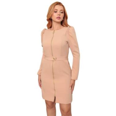 Imagem de Jaleco Feminino Zíper Forro Cetim Bege Charm - gardenia jalecos, G