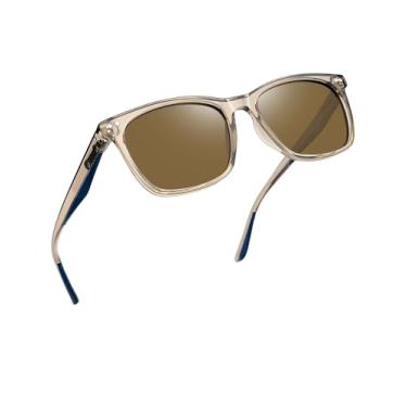 Imagem de Óculos de sol quadrados polarizados, femininos, masculinos, vintage, retrô, dirigir, pesca, golfe, SY6016, Armação marrom transparente | Lente marrom