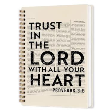 Imagem de nvucamd Caderno espiral de Provérbio Cristão 3:5, diário da Bíblia, caderno de diário de oração vintage para mulheres, escrituras, escritório, material escolar, presentes, 14 x 21 cm