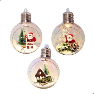 Imagem de Kit 3 Bolas de Natal LED Decorativas com Cenário Interno Enfeite para Árvore de Natal, Guirlanda, Mesa, Porta e para Presente