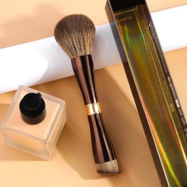 Imagem de Um pincel de maquiagem ultramacio e fofo com caixa, versátil para blush, pó e mistura de maquiagem para os olhos (café escuro)