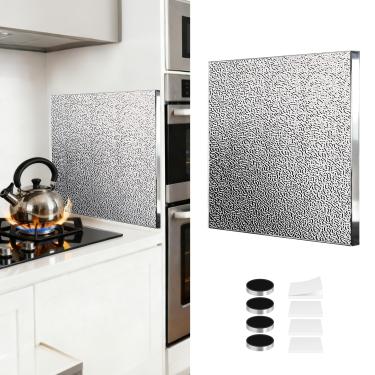 Imagem de ZOYACREATE Escudo térmico de fogão de 59,9 cm x 59,9 cm, protetor térmico de cozinha de alumínio para a lateral da geladeira