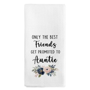 Imagem de nvucamd Auntie Baby Pregnancy Announcement Gifts Kitchen Toalhas, Promovido a tia Toalhas de Mão para Banheiro, Apenas os Melhores Amigos são Promovidos a Tia Presentes Toalha de Chá para Cozinha, 40