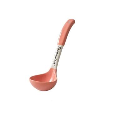 Imagem de Colheres de Jantar Colher cerâmica colorida da concha sopa colheres cerâmicas chinesas grandes porcelana profunda resistente, 1 pces(Pink)