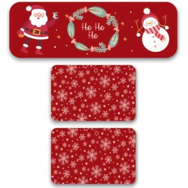 Imagem de Tapete de Cozinha Kit 3 peças Passadeira 95 X 34 cm, e dois tapetes 34 X 60 cm (Noel e Flocos de Neve Vermelho)
