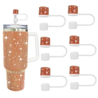 Imagem de JIASHEBDE Conjunto de acessórios para Stanley Cup, 6 peças, capa de canudo de diamante brilhante, tampa de canudos para Stanley 30 e 1,134 g com copos, acessórios de tampa de 1 cm para copo (branco