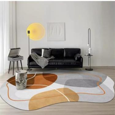 Imagem de Tapete estilo creme para decoração de sala de estar, tapete oval para sofá, cabeceira e quarto, resistente ao desgaste (200 x 300 cm)/1)