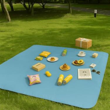 Imagem de Toalha p/Picnic Impermeável Grande Esteira de Piquenique 135x135cm Manta para Picnic(Azul Bebê)