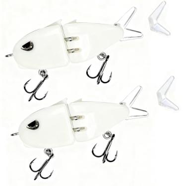 Imagem de XOSQEF 2 peças mini isca deslizante para pesca de robalo, isca de pesca de rapina de afundamento lento, isca de natação com várias articulações para presentes incríveis de equipamentos de pesca para a