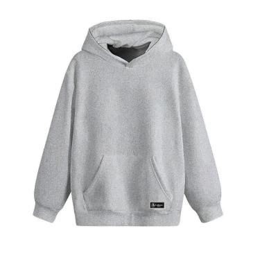 Imagem de Blusão Moletom Canguru Infantil Liso Básico com Capuz e Bolso-Unissex