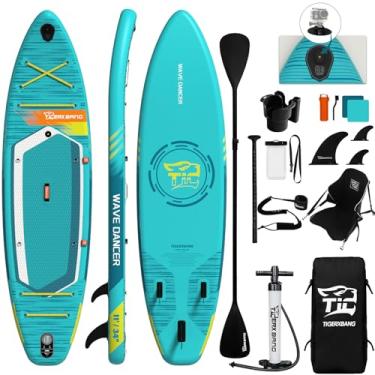Imagem de TIGERXBANG Prancha De Stand Up Paddle Inflável 11' X 34" 6" Com Acessórios Completos, Pranchas Premium Versáteis Para Adultos/Jovens, Coleção Board Wave Dancer - Azul-Celeste