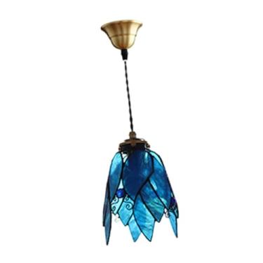 Imagem de Generic Lâmpada de lâmpada de luz pendente decoração de instalação fácil lustre de lustre de teto para restaurante Hotel Dorm Staircase Cafe, Blue 16cmx225cm