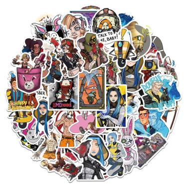 Imagem de Pacote de adesivos Borderlands Anime, 50 unidades, 3 a 8 cm, desenho animado decorativo