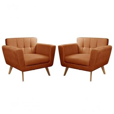 Imagem de Conjunto 2 Poltronas Bruna Confortável Decorativa Moderna - Veludo Terracota 400