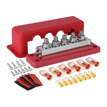 Imagem de shamjina Caixa de distribuição de bateria de 600 amperes, barra de distribuição marítima com tampa, de de energia, barra de de bateria para trailers, Vermelho